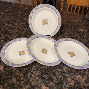 Corelle watercolor discontinued pattern set of 4 rimmed soup pasta bowls